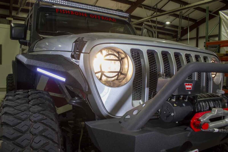 Jeep Wrangler Headlight Guard - Fishbone Offroad - Aluminum - Black - `18-`27